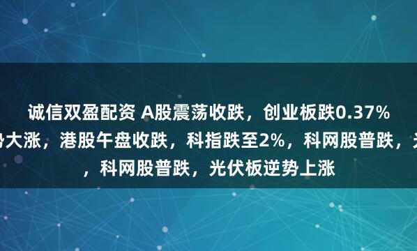 诚信双盈配资 A股震荡收跌，创业板跌0.37%，化工板块逆势大涨，港股午盘收跌，科指跌至2%，科网股普跌，光伏板逆势上涨